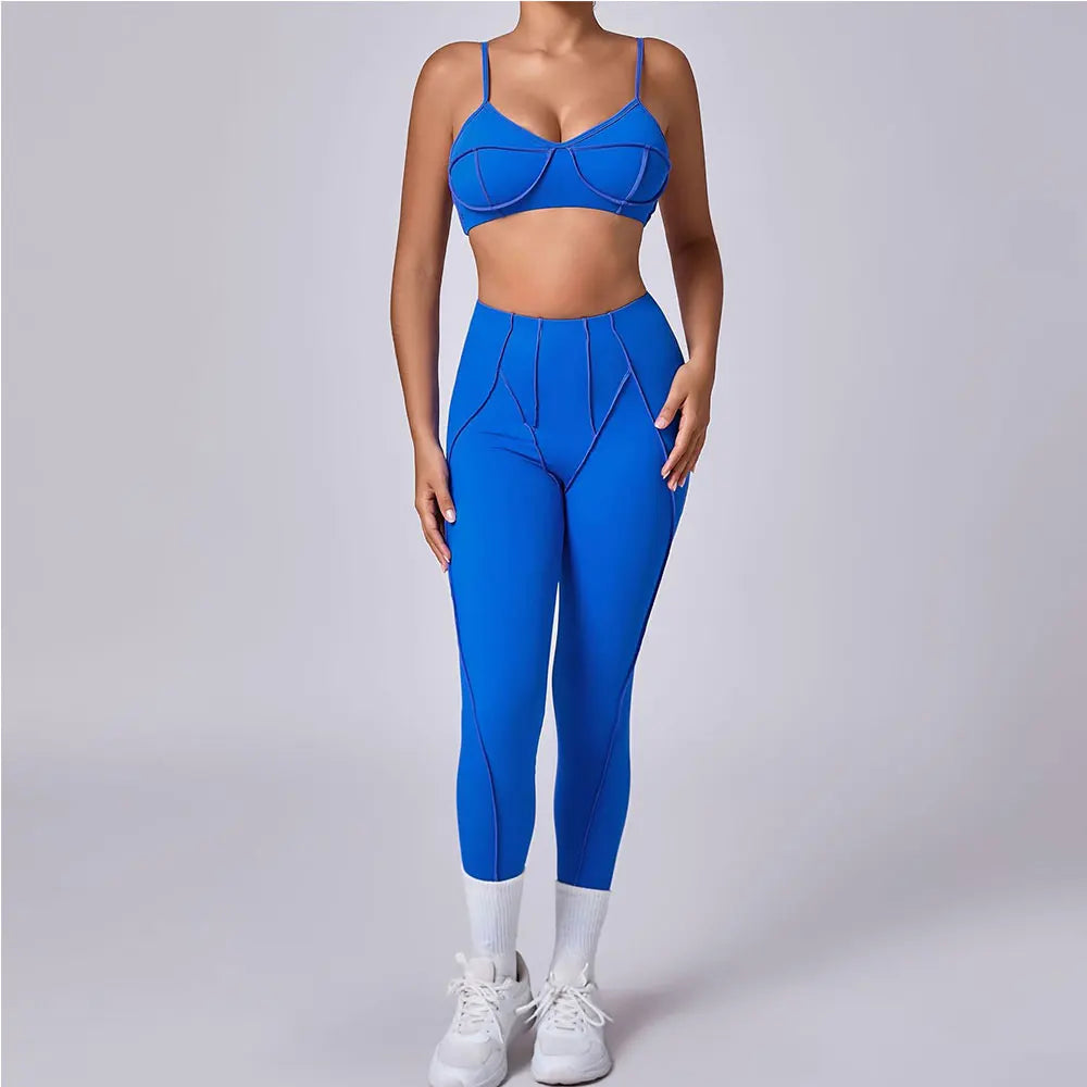 Survêtement femme 2 pièces ensemble de Yoga Push Up vêtements d'entraînement course vêtements de sport taille haute Leggings Fitness soutien-gorge combinaisons de sport