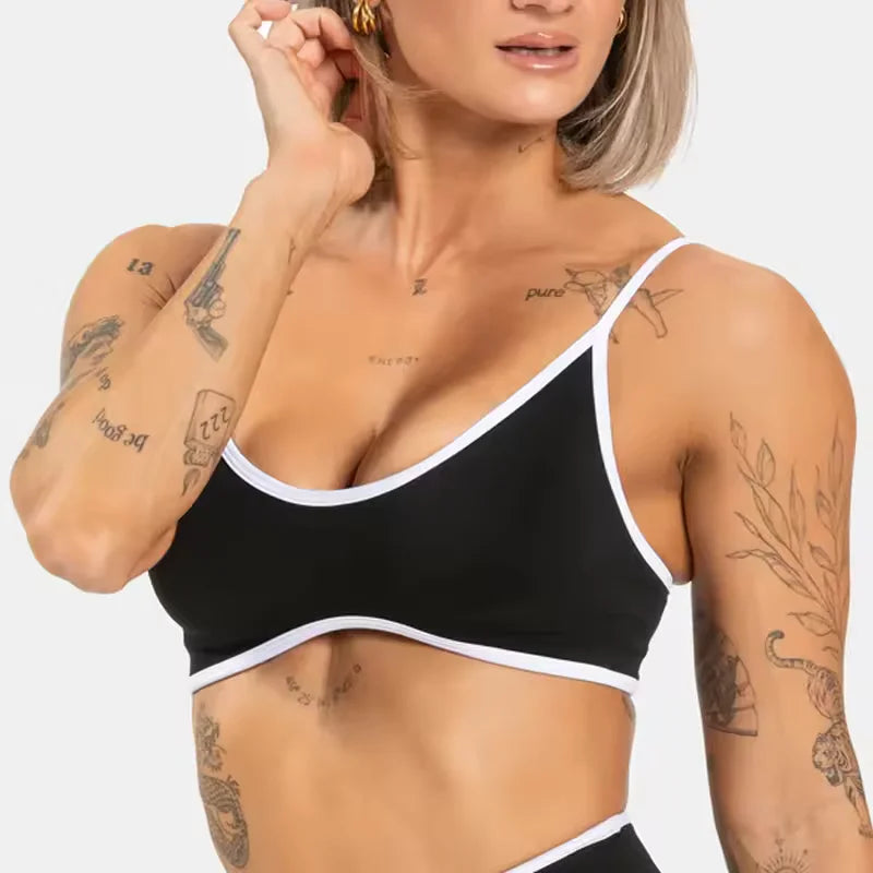 TEVEO – soutien-gorge de sport tricoté dos nu pour femmes, couleur unie, haut de Fitness d'été avec coussin de poitrine, soutien-gorge de Yoga à bretelles Sexy