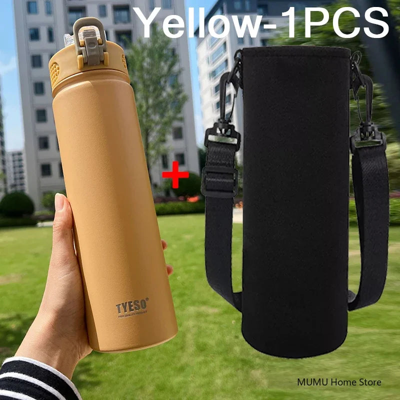 TYESO 600/750ML bouteille Thermos avec paille en acier inoxydable voiture tasse thermique bouteilles d'eau de sport garder le froid et la chaleur tasse thermique
