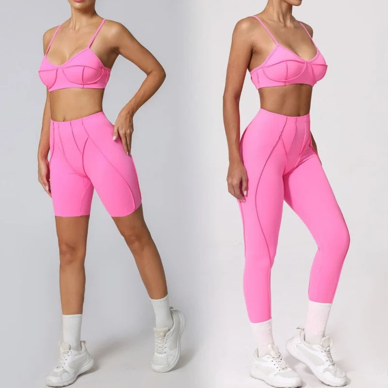 Ensemble de Yoga sans couture, sport, Fitness, hanche pêche, taille haute, séchage rapide, soutien-gorge, vêtements d'entraînement en plein air, combinaison de gymnastique pour femmes