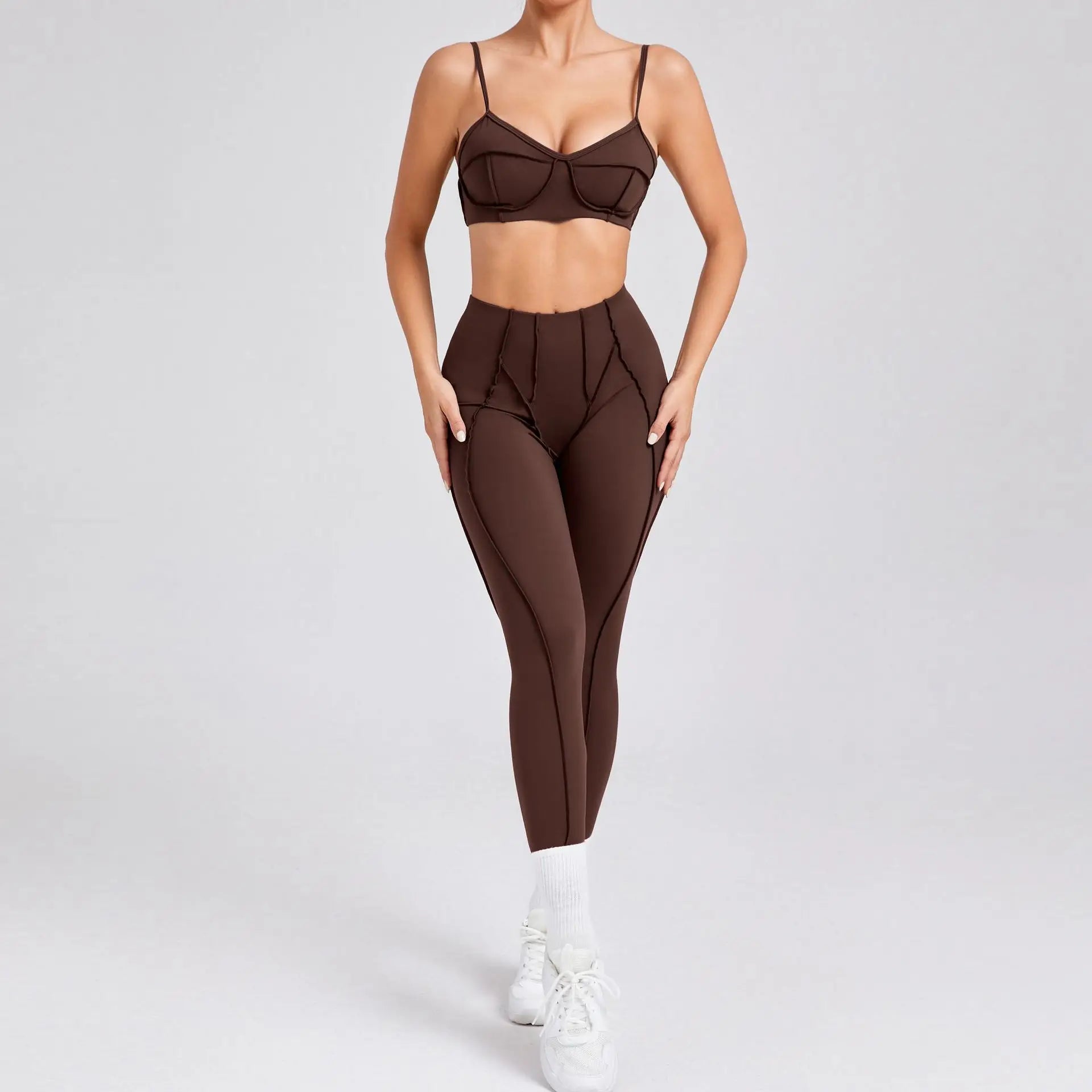 Ensemble de Yoga sans couture, sport, Fitness, hanche pêche, taille haute, séchage rapide, soutien-gorge, vêtements d'entraînement en plein air, combinaison de gymnastique pour femmes