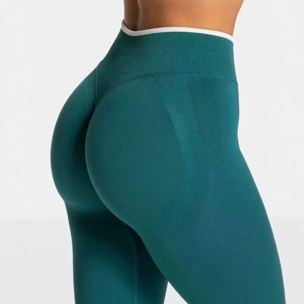 Pantalons de yoga transfrontaliers sans couture pour femmes, pantalons de yoga pour sports de plein air taille haute et levage des hanches, solides européennes et américaines