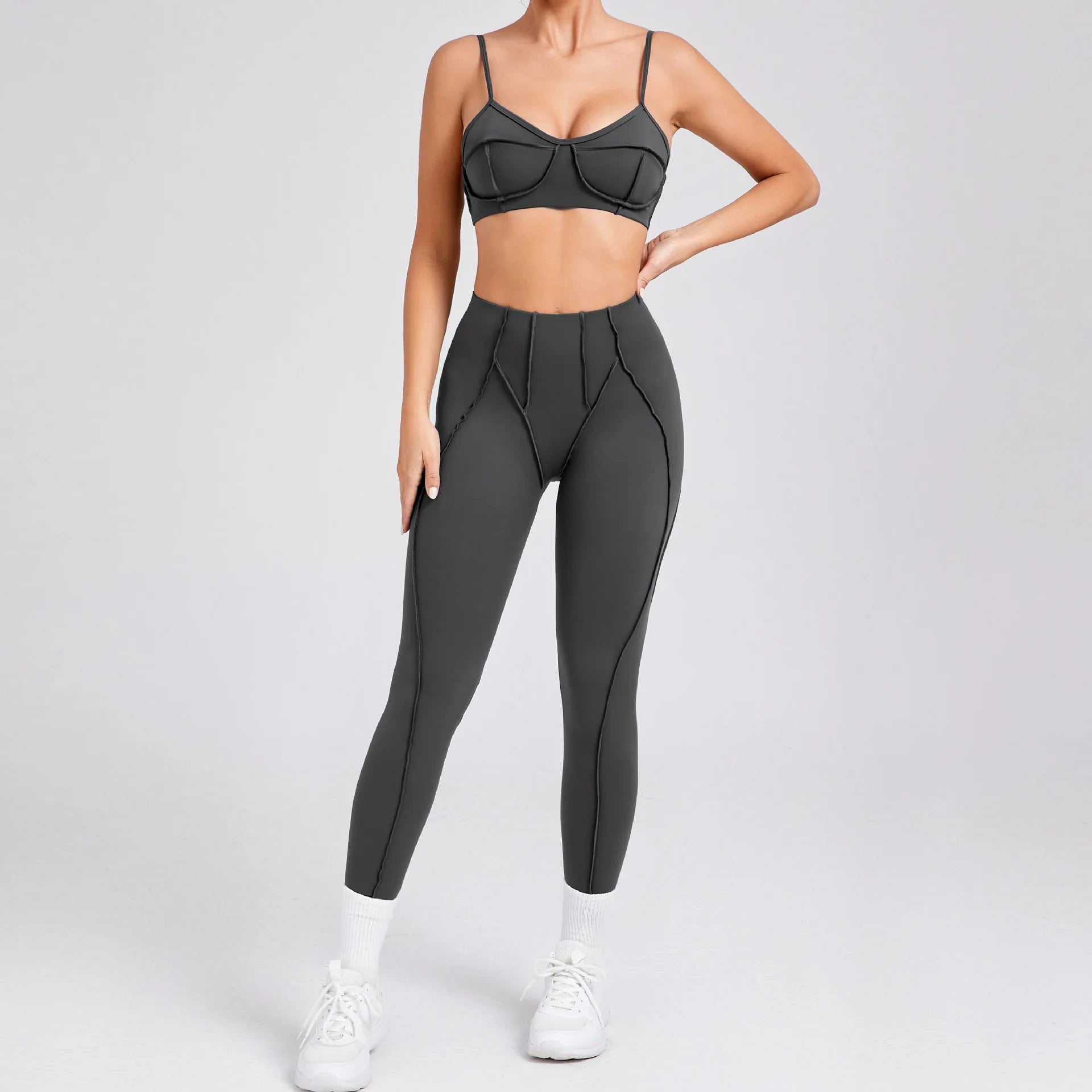 Ensemble de Yoga sans couture, sport, Fitness, hanche pêche, taille haute, séchage rapide, soutien-gorge, vêtements d'entraînement en plein air, combinaison de gymnastique pour femmes