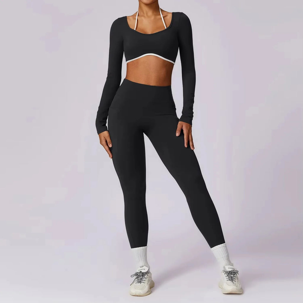 2 pièces ensemble de gymnastique femmes entraînement dos nu Yoga costume femmes séchage rapide course Legging Fitness soutien-gorge à manches courtes chemise sport costume femme