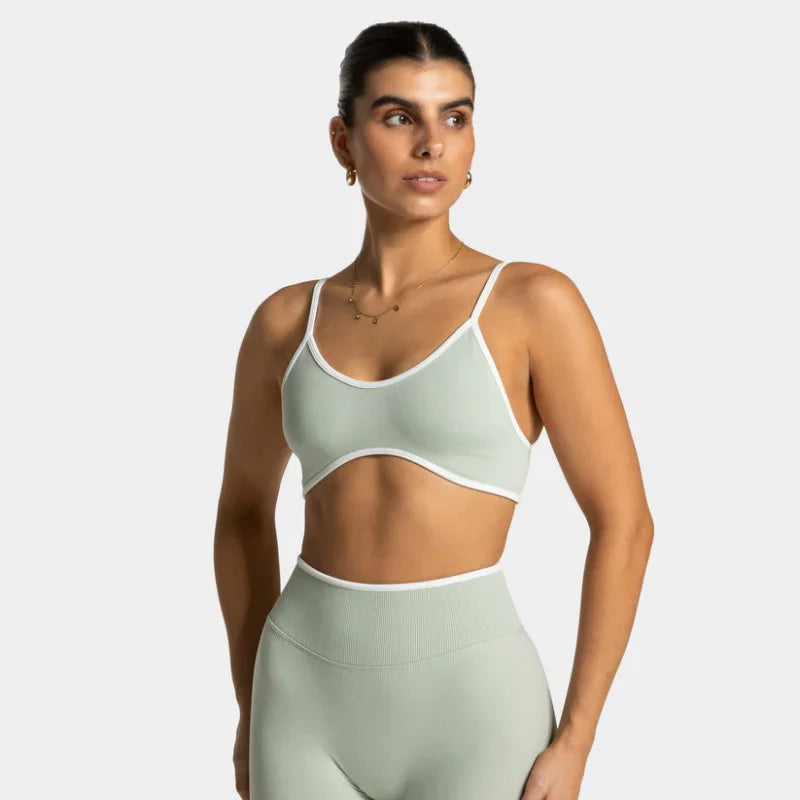 TEVEO – soutien-gorge de sport tricoté dos nu pour femmes, couleur unie, haut de Fitness d'été avec coussin de poitrine, soutien-gorge de Yoga à bretelles Sexy
