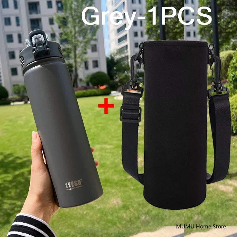 TYESO 600/750ML bouteille Thermos avec paille en acier inoxydable voiture tasse thermique bouteilles d'eau de sport garder le froid et la chaleur tasse thermique