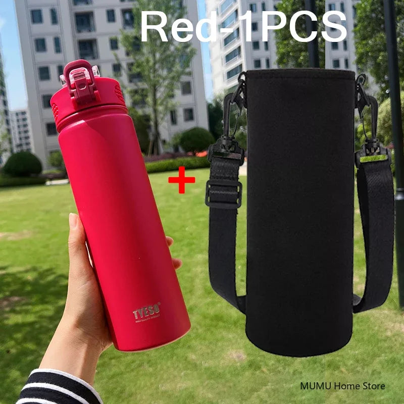 TYESO 600/750ML bouteille Thermos avec paille en acier inoxydable voiture tasse thermique bouteilles d'eau de sport garder le froid et la chaleur tasse thermique