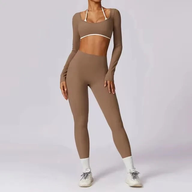 2 pièces ensemble de gymnastique femmes entraînement dos nu Yoga costume femmes séchage rapide course Legging Fitness soutien-gorge à manches courtes chemise sport costume femme
