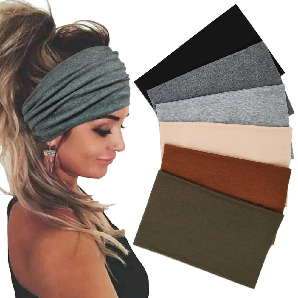 Bandeaux Extra larges Turban Bandana bandeaux femmes antidérapant Boho couvre-chef cheveux entraînement sport Yoga soins de la peau
