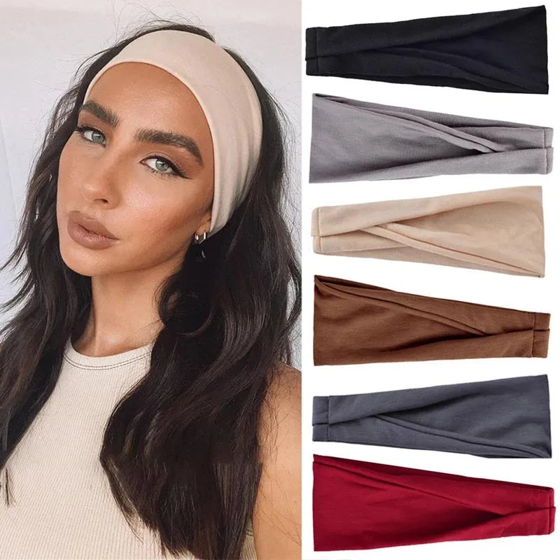 Femmes bandeau Turban couleur unie élastiques bandes de cheveux Yoga bandeau mode maquillage cheveux cerceau Vintag bandeau cheveux accessoires