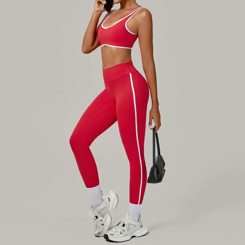 Costume de Yoga nu sport Fitness taille haute beau dos serré séchage rapide Sports de plein air vêtements d'entraînement Leggings de gymnastique costume.