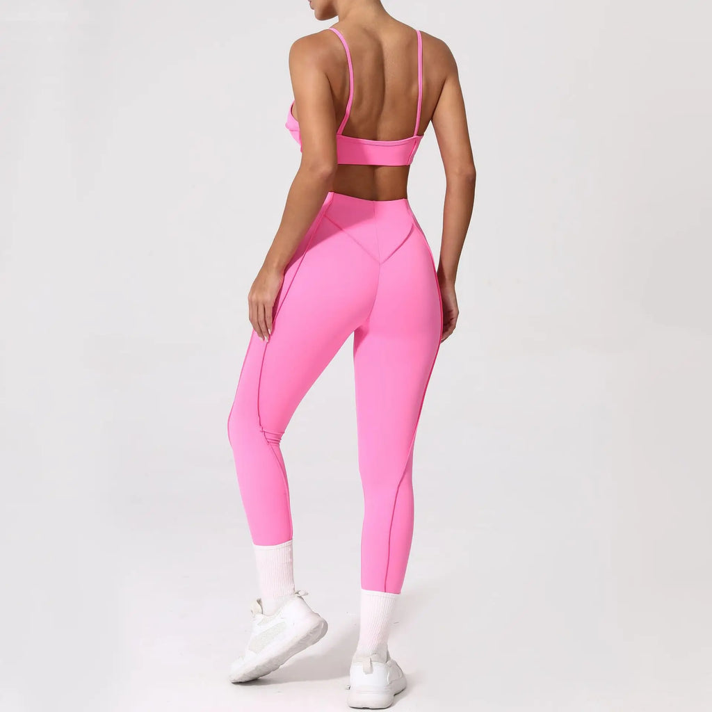 Ensemble de Yoga sans couture, sport, Fitness, hanche pêche, taille haute, séchage rapide, soutien-gorge, vêtements d'entraînement en plein air, combinaison de gymnastique pour femmes