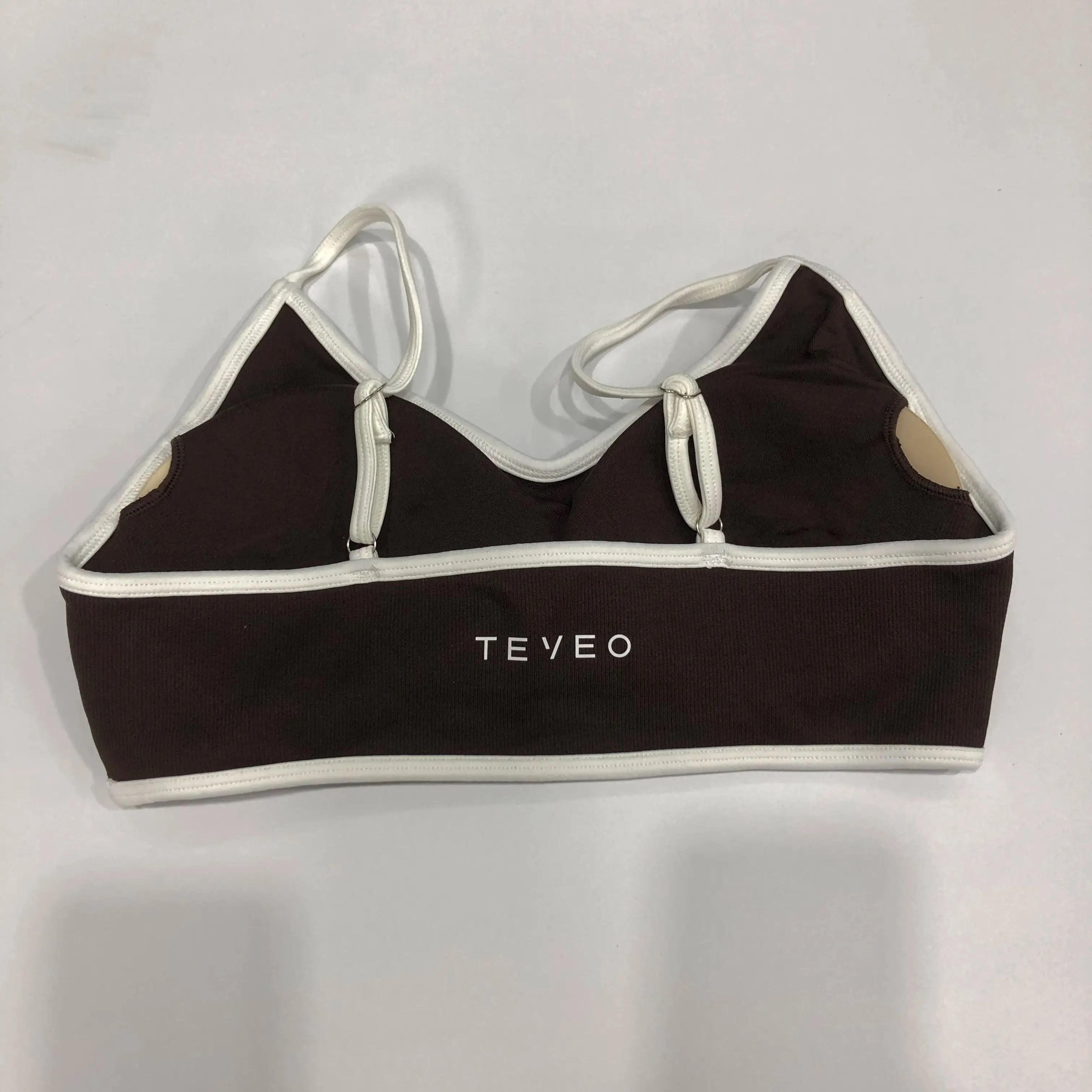 TEVEO – soutien-gorge de sport tricoté dos nu pour femmes, couleur unie, haut de Fitness d'été avec coussin de poitrine, soutien-gorge de Yoga à bretelles Sexy