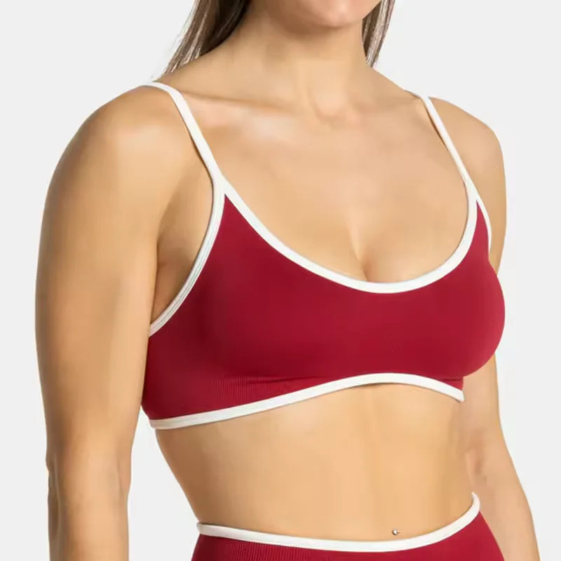 TEVEO – soutien-gorge de sport tricoté dos nu pour femmes, couleur unie, haut de Fitness d'été avec coussin de poitrine, soutien-gorge de Yoga à bretelles Sexy