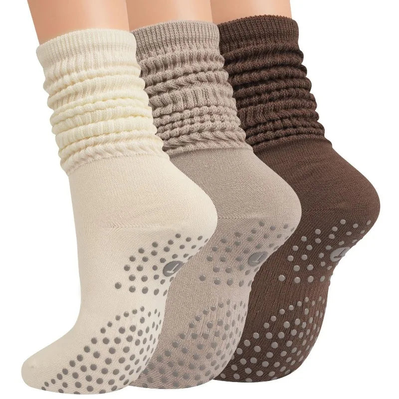 1 paire de chaussettes de sol antidérapantes en Silicone pour femmes, Pilates d'intérieur, respirantes, Double barre, chaussettes moyennes, Fitness, exercice de danse, Yoga