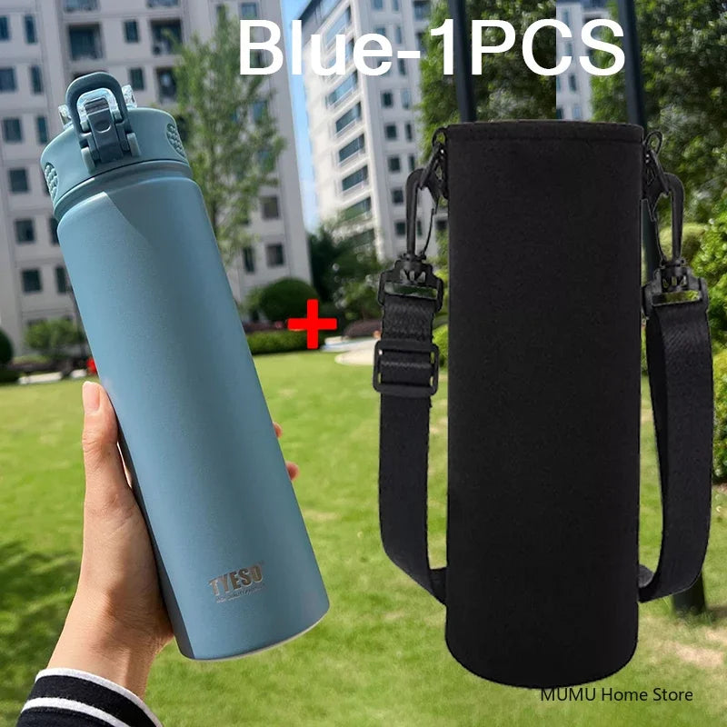 TYESO 600/750ML bouteille Thermos avec paille en acier inoxydable voiture tasse thermique bouteilles d'eau de sport garder le froid et la chaleur tasse thermique