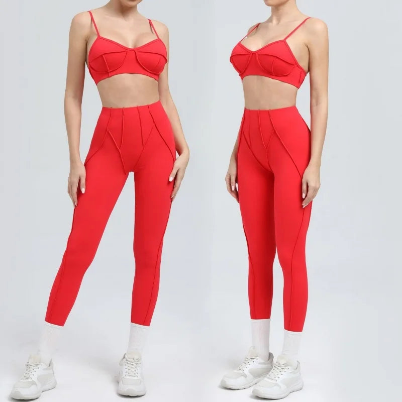 Ensemble de Yoga sans couture, sport, Fitness, hanche pêche, taille haute, séchage rapide, soutien-gorge, vêtements d'entraînement en plein air, combinaison de gymnastique pour femmes