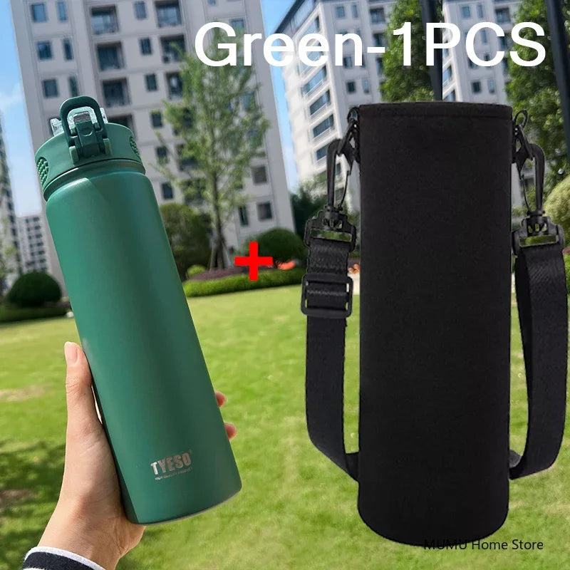 TYESO 600/750ML bouteille Thermos avec paille en acier inoxydable voiture tasse thermique bouteilles d'eau de sport garder le froid et la chaleur tasse thermique