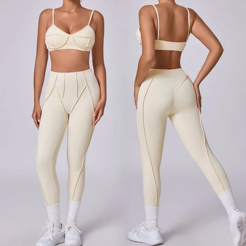 Ensemble de Yoga sans couture, sport, Fitness, hanche pêche, taille haute, séchage rapide, soutien-gorge, vêtements d'entraînement en plein air, combinaison de gymnastique pour femmes