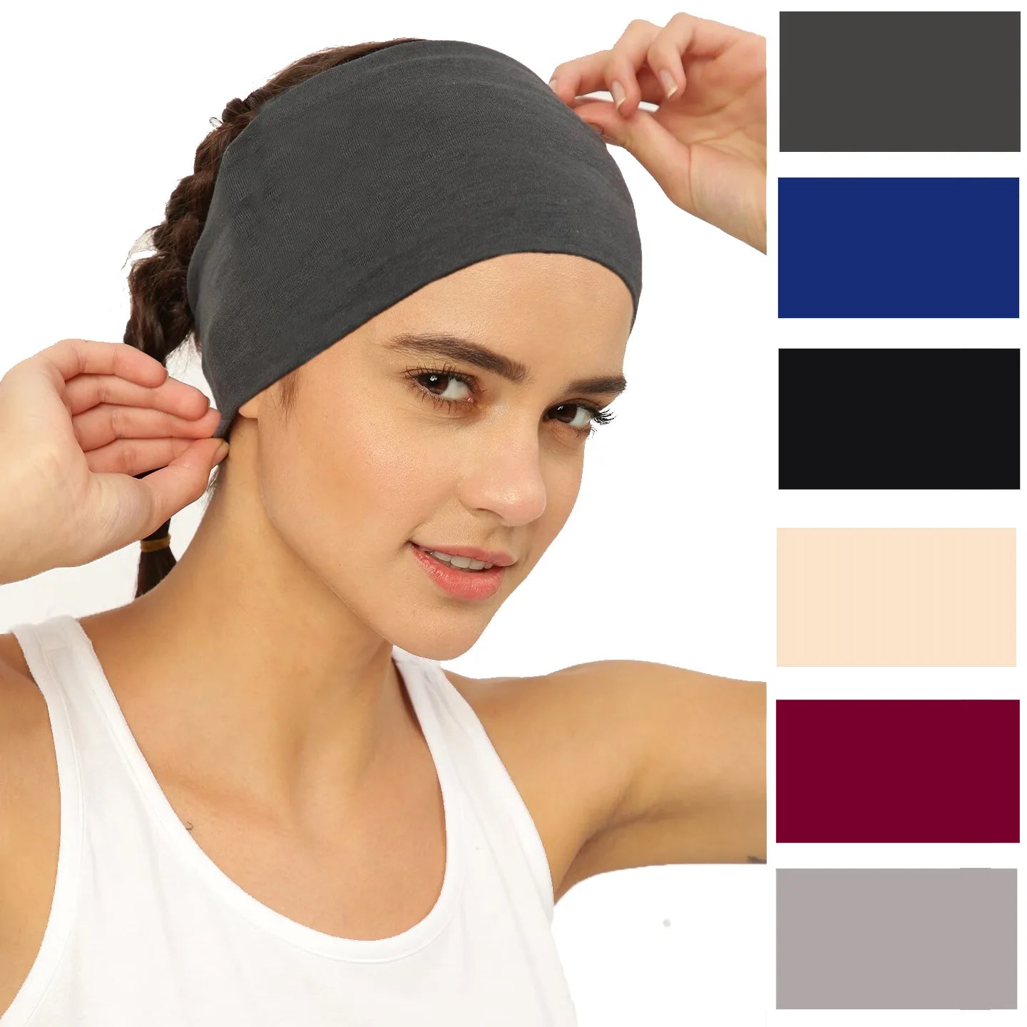 Bandeaux Extra larges Turban Bandana bandeaux femmes antidérapant Boho couvre-chef cheveux entraînement sport Yoga soins de la peau