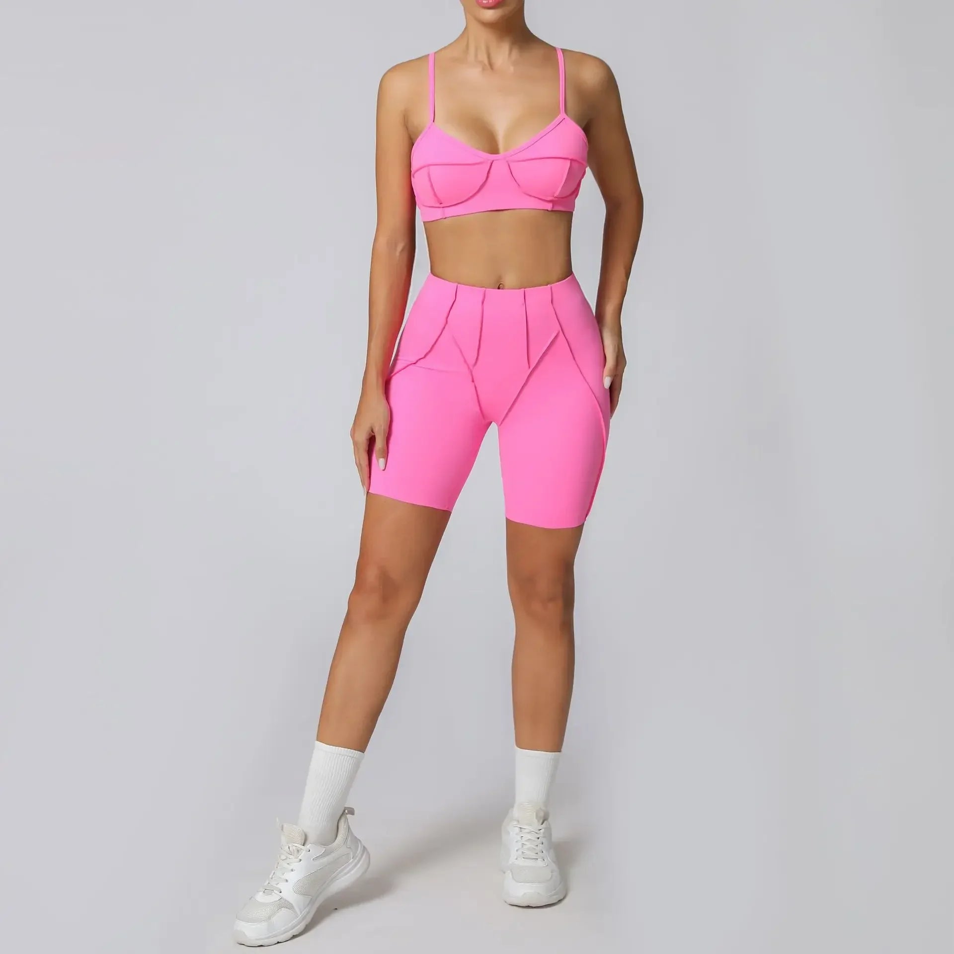Ensemble de Yoga sans couture, sport, Fitness, hanche pêche, taille haute, séchage rapide, soutien-gorge, vêtements d'entraînement en plein air, combinaison de gymnastique pour femmes
