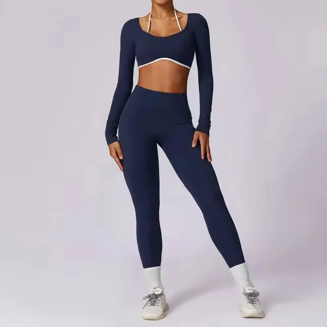 2 pièces ensemble de gymnastique femmes entraînement dos nu Yoga costume femmes séchage rapide course Legging Fitness soutien-gorge à manches courtes chemise sport costume femme